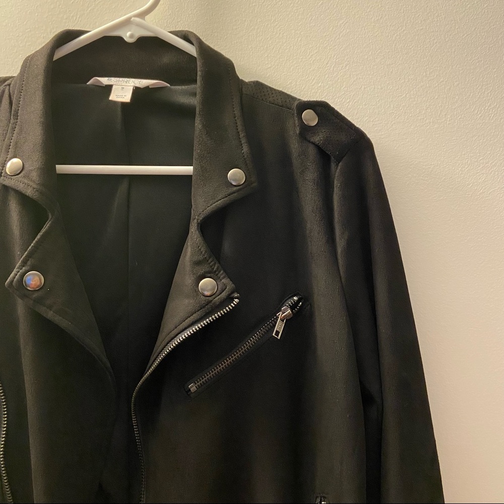 NWOT Market & Spruce Black Suede Moto Jacket - Picture 2 of 5